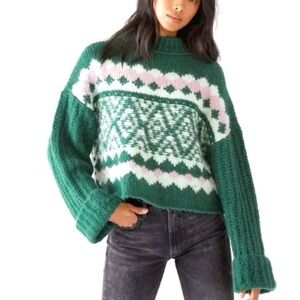 Free People Alpine Knit Sweater In Spearmint Pine